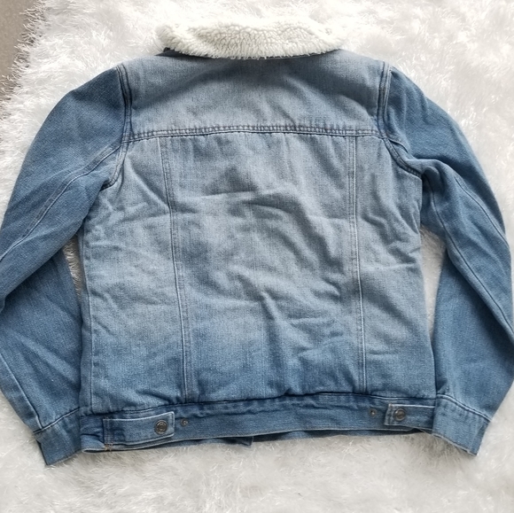 Sherpa Lined Denim Jacket - Blue Jean Jacket - Picture 2 of 4